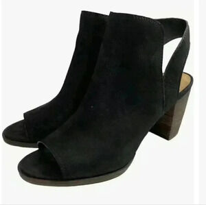 Lucky Brand Womens 9 Jubai Bootie Sandal Black Leather Open Toe